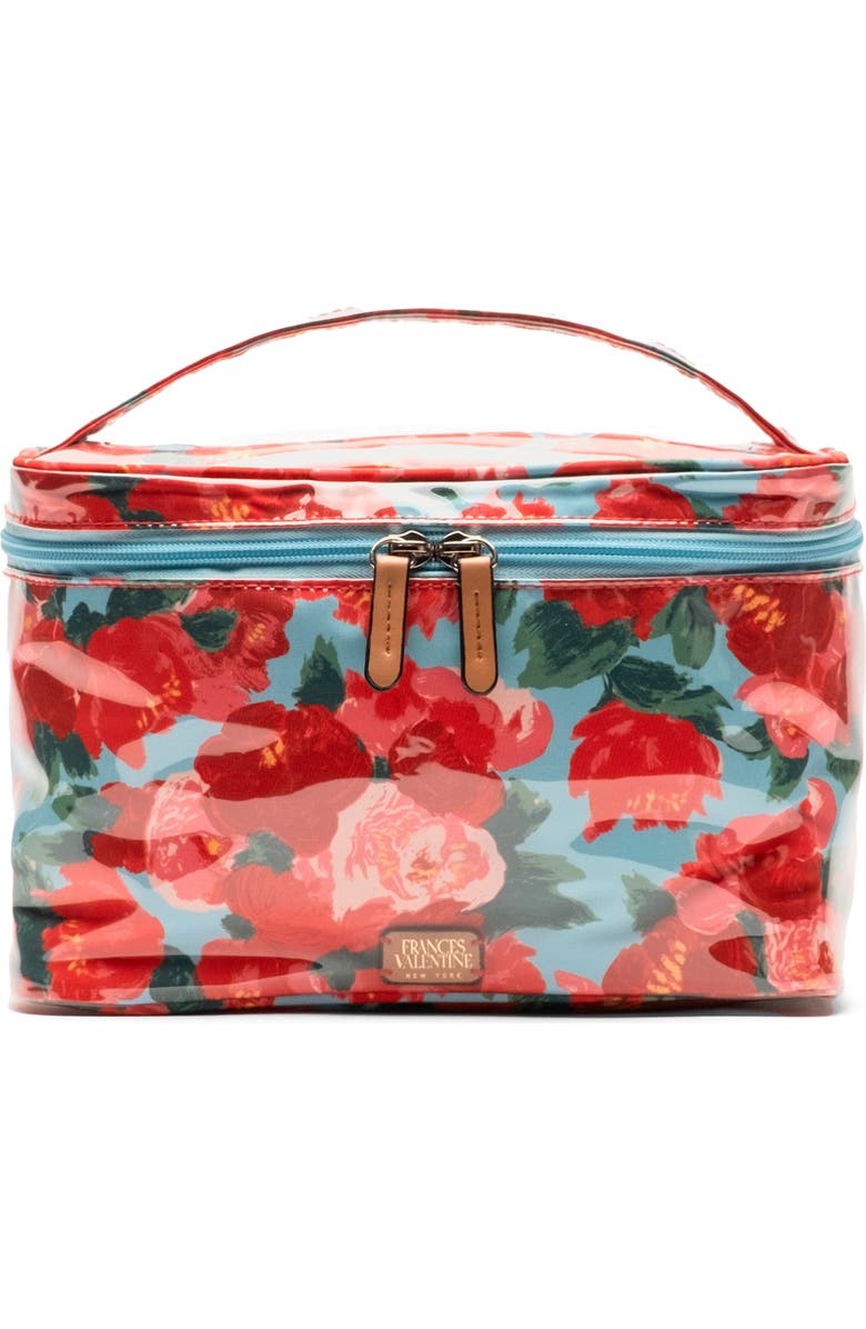 Frances Valentine Cosmetics Train Case, Main, color, Red/ Light Blue