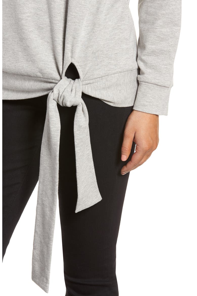 Tie Knot Sweatshirt, Alternate, color, HEATHER LIGHT GREY