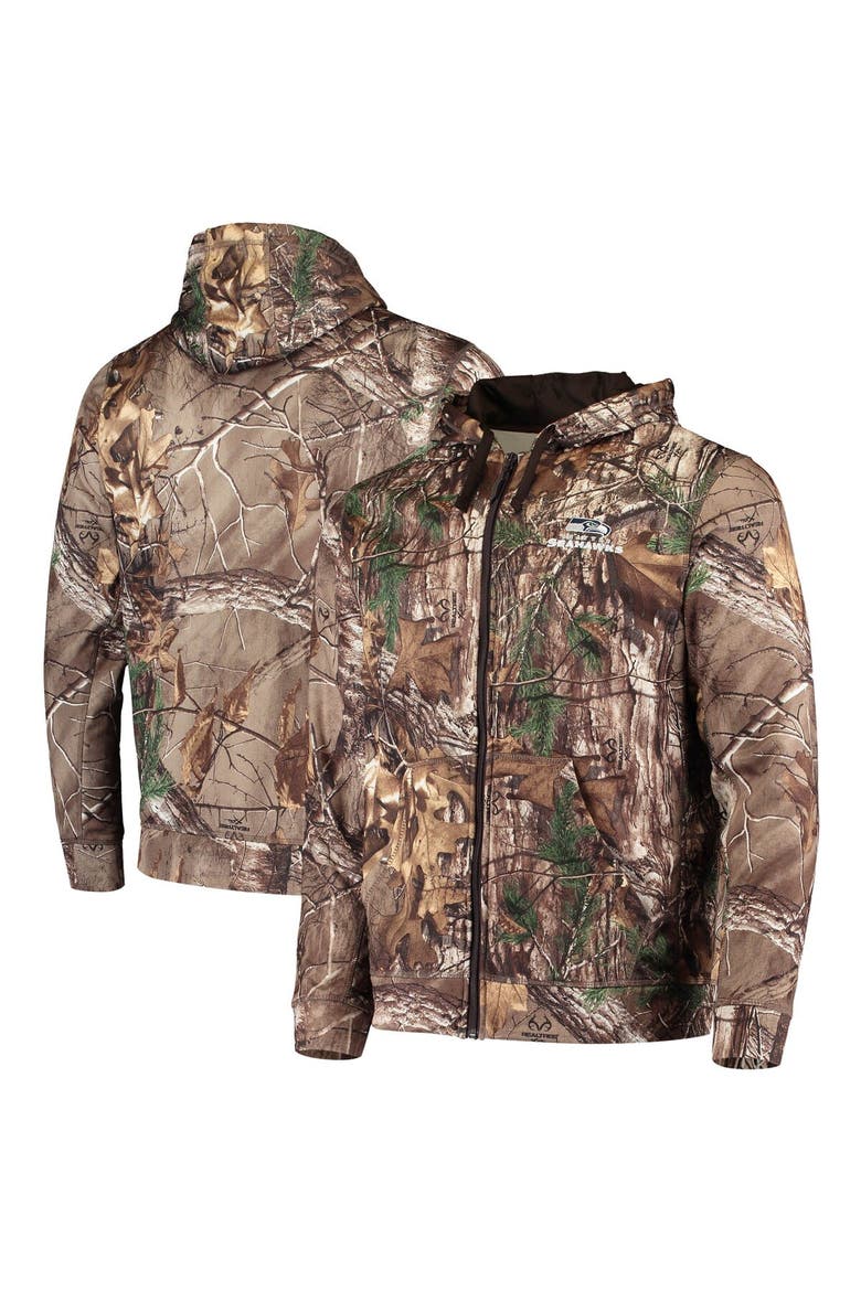Men's Dunbrooke Realtree Camo Seattle Seahawks Trophy Tech Fleece Full-Zip Hoodie, Main, color, Realtree Camo