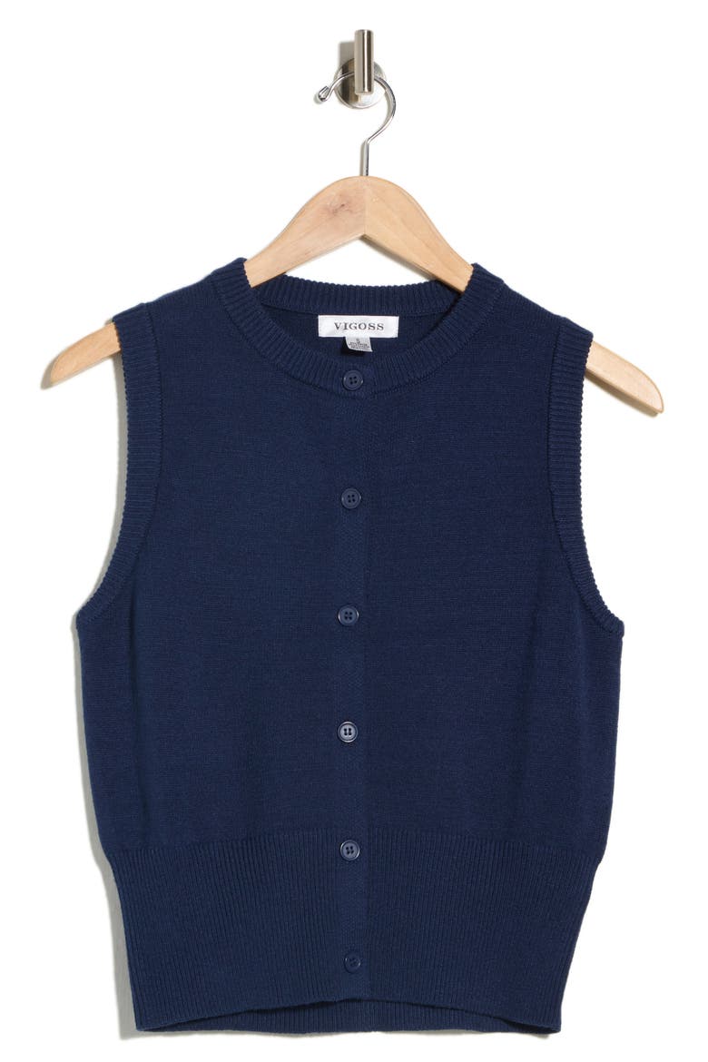 Button Sweater Vest, Alternate, color, NAVY