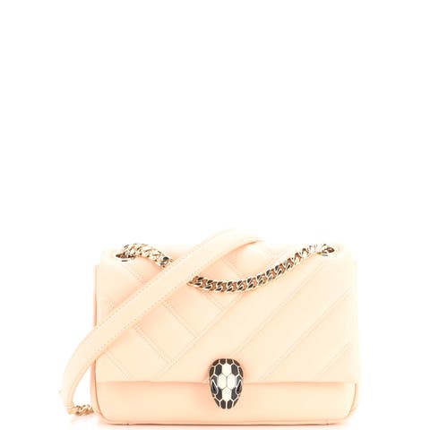 Serpenti Cabochon Shoulder Bag Diagonal Quilted Leather Small