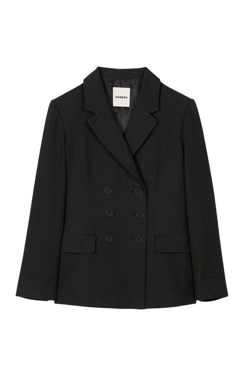 SANDRO Double-breasted suit jacket, Alternate, color, 