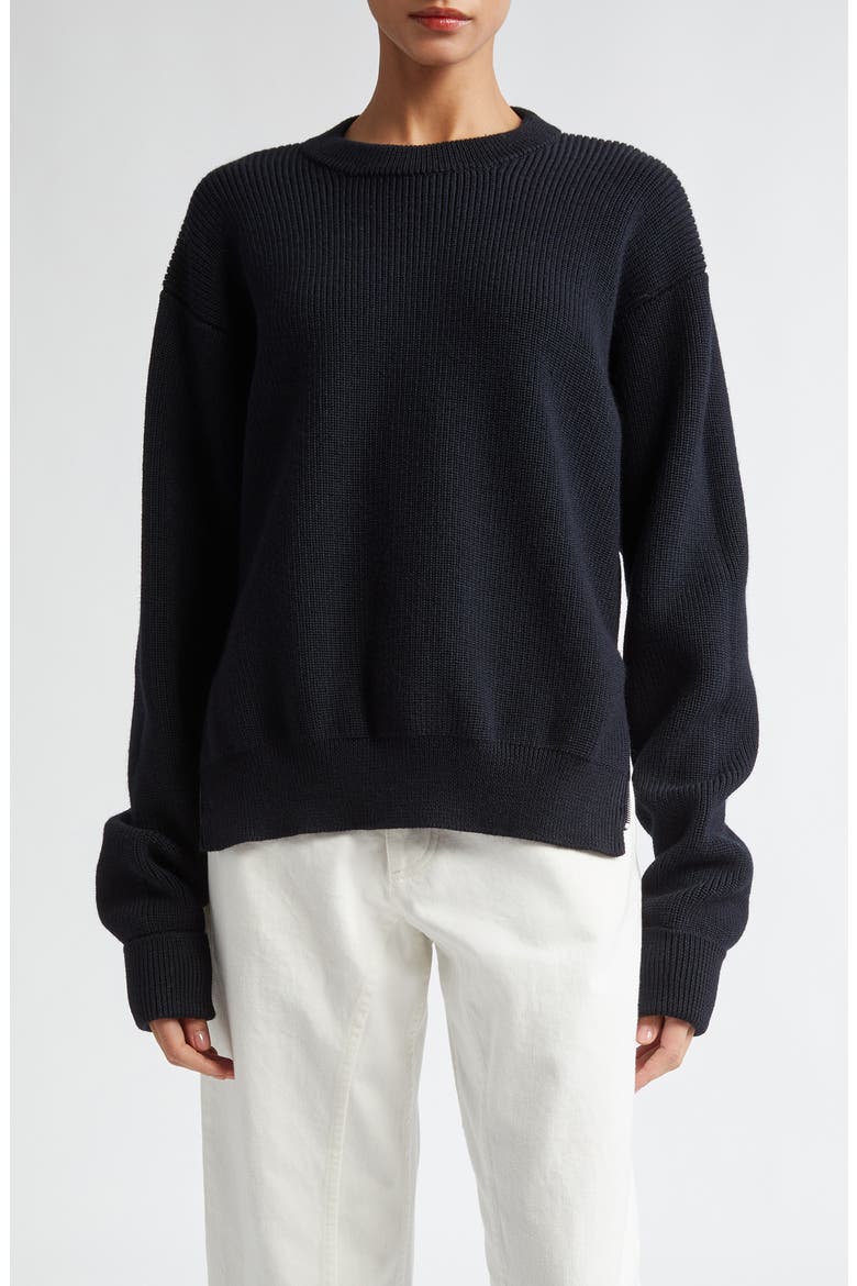 Side Zip Wool Sweater, Main, color, NAVY