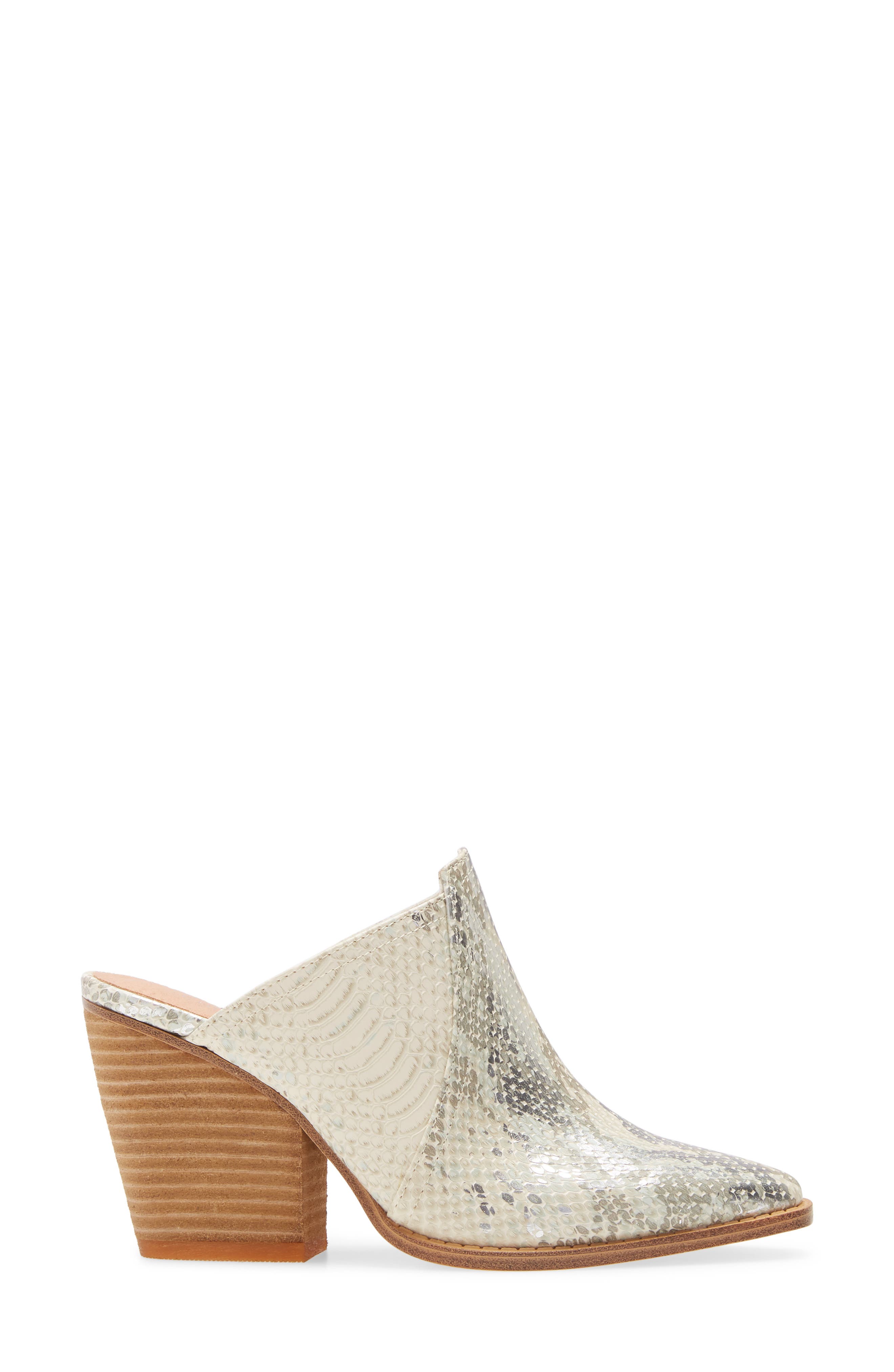 Beaute Mule, Alternate, color, CREAM/ SILVER FAUX LEATHER