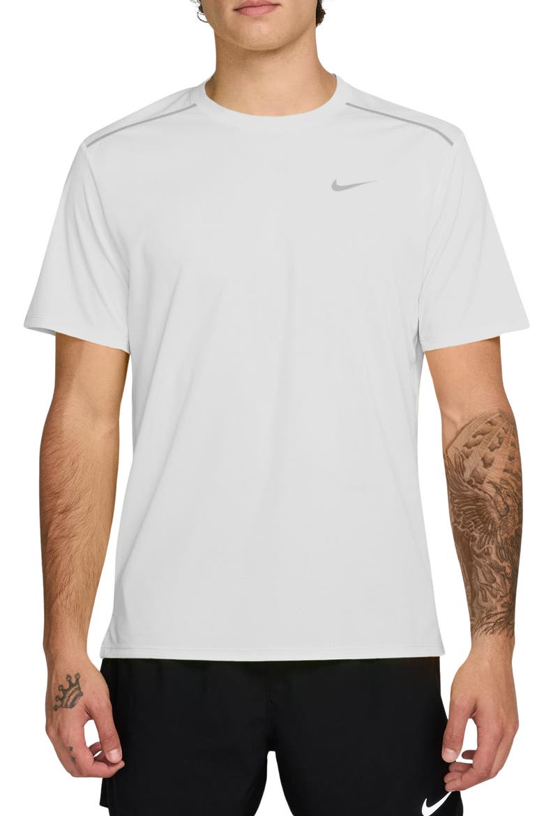 Miler Dri-FIT UV Short Sleeve Running Top, Main, color, WHITE/ REFLECTIVE SILVER