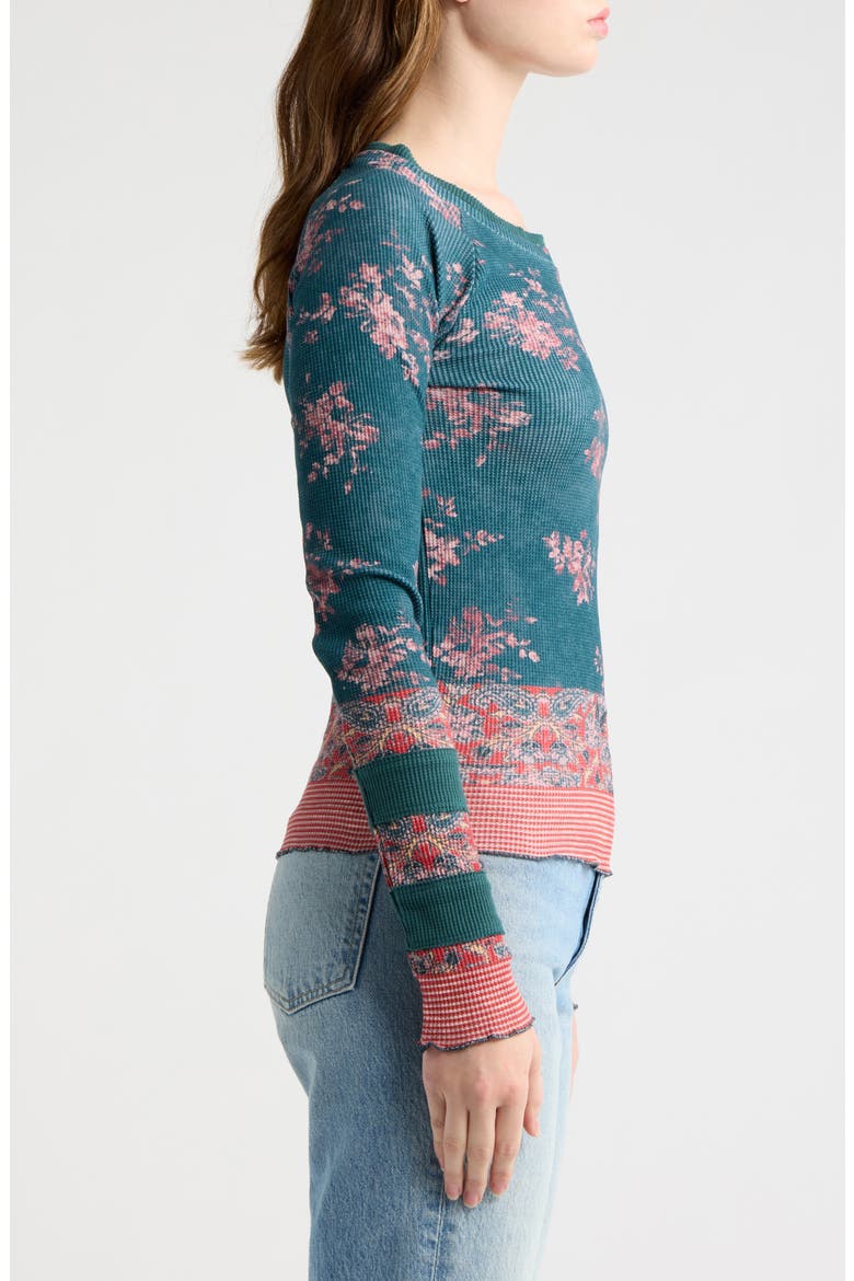 Easy Does It Floral Rib Stretch Cotton Top, Alternate, color, LAGOON COMBO