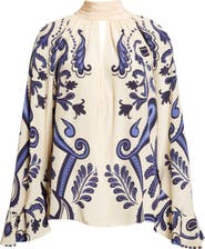 Johanna Ortiz Ritmo Sol Floral Paisley Silk Crêpe de Chine Top