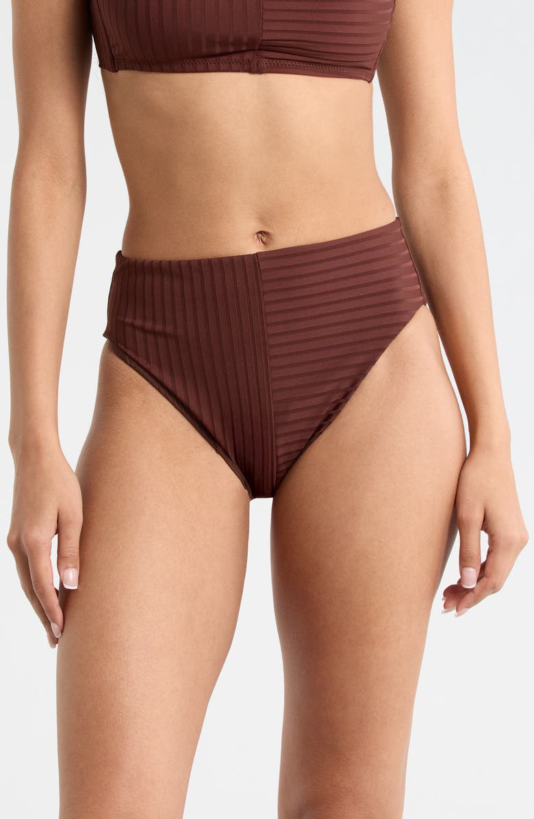 Sanctuary High Waist Bikini Bottoms, Main, color, Espresso