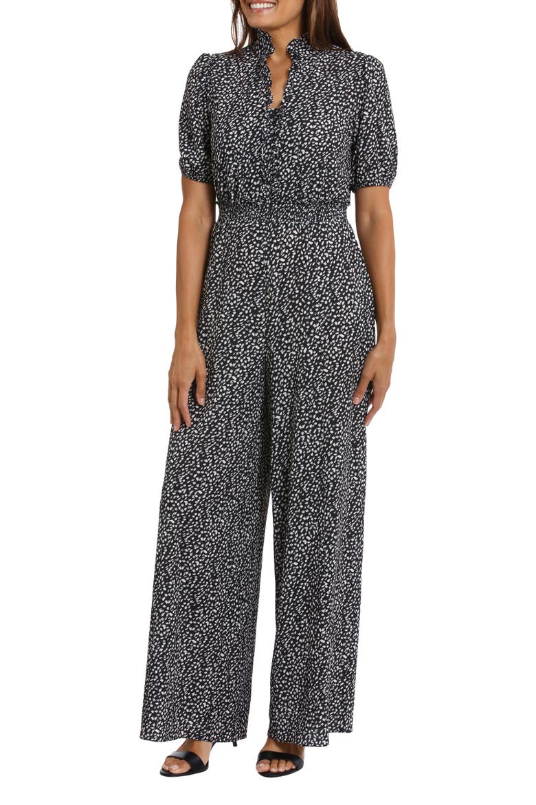 Puff Sleeve Front Zip Jumpsuit, Alternate, color, BLACK IVY