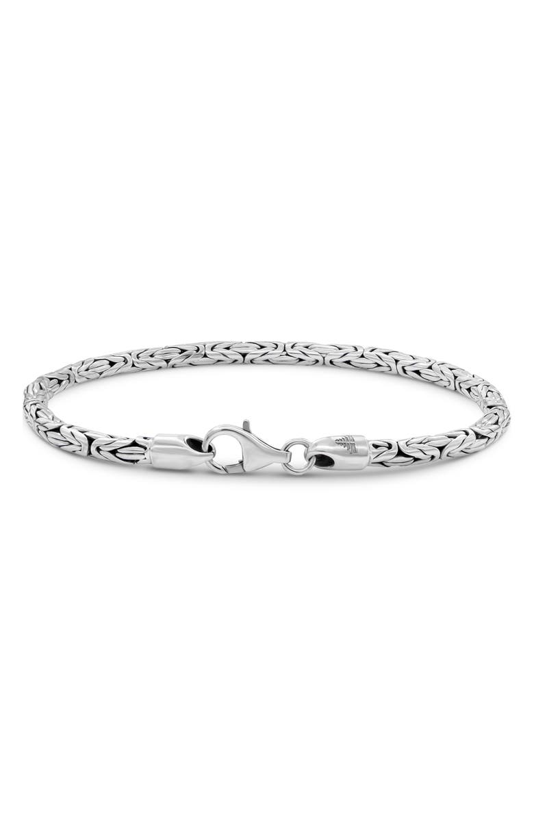 DEVATA Gender Inclusive Sterling Silver Borobudur Round 3mm Chain Bracelet, Alternate, color, Silver
