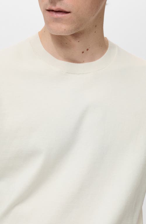 Mango Short Sleeve Cotton Crewneck Sweater In White