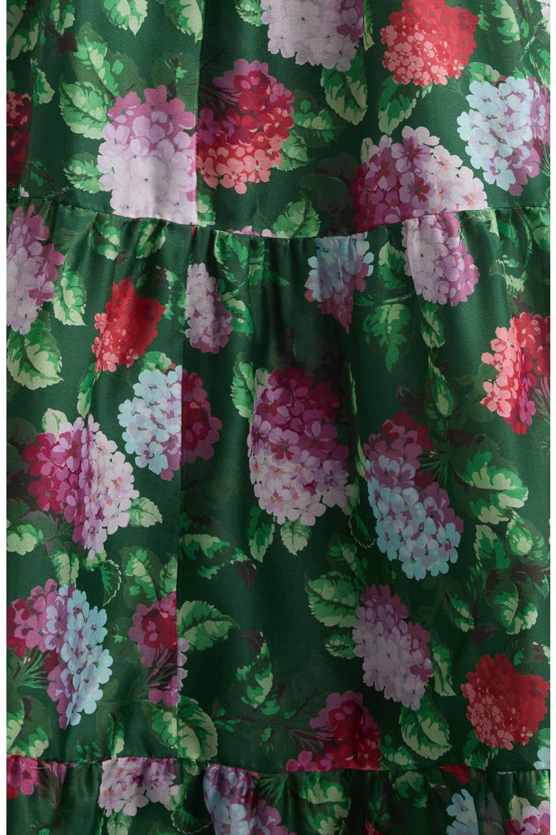 Hydrangea Tiered Silk Halter Neck Gown, Alternate, color, RACING GREEN MULTI