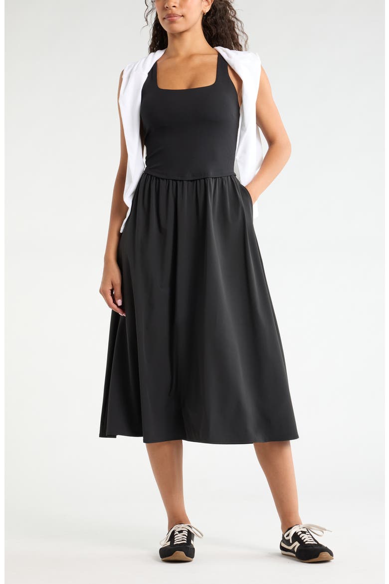 Effortless Sleeveless Midi Dress, Alternate, color, BLACK