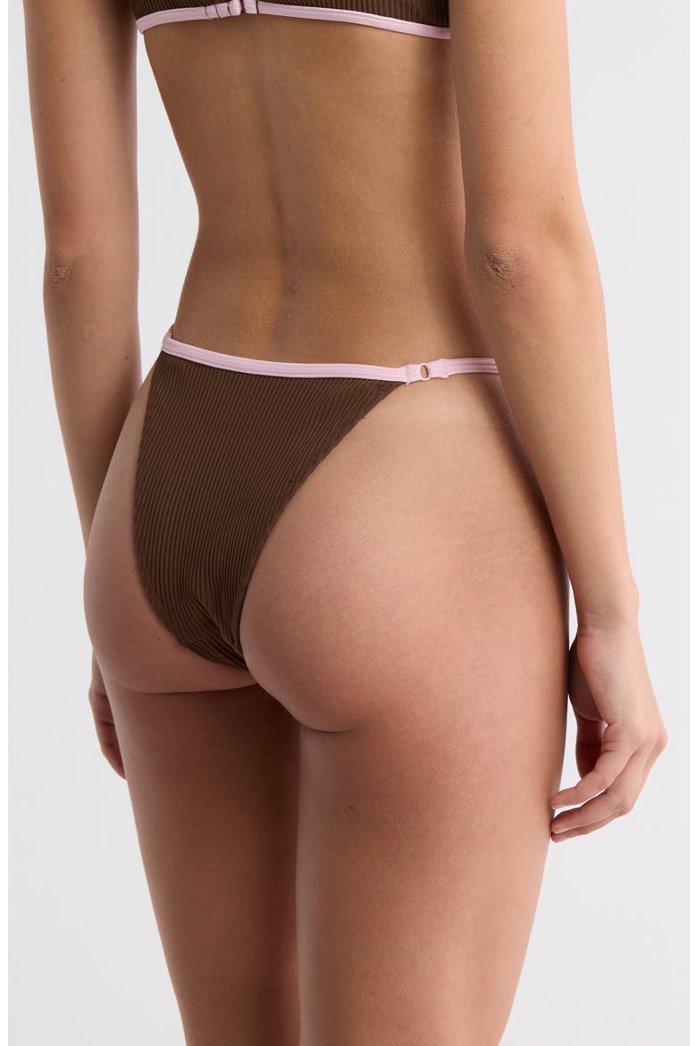Bree Rib Bikini Bottoms, Alternate, color, CHESTNUT BROWN/ ORCHID PINK