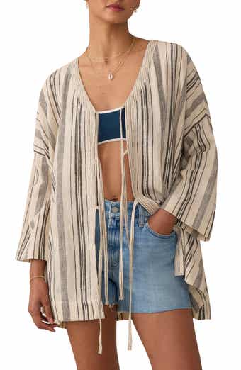 Faherty Rip Tide Stripe Organic Cotton Cover-Up Dress