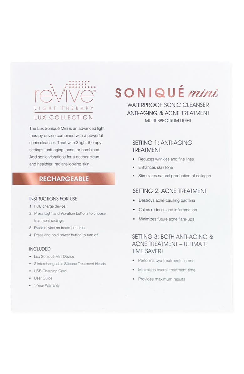 REVIVE LIGHT THERAPY Lux Soniqué Mini LED Sonic Cleansing Device System, Alternate, color, White