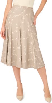 Ted Baker Embroidered Faux Leather Midi Skirt