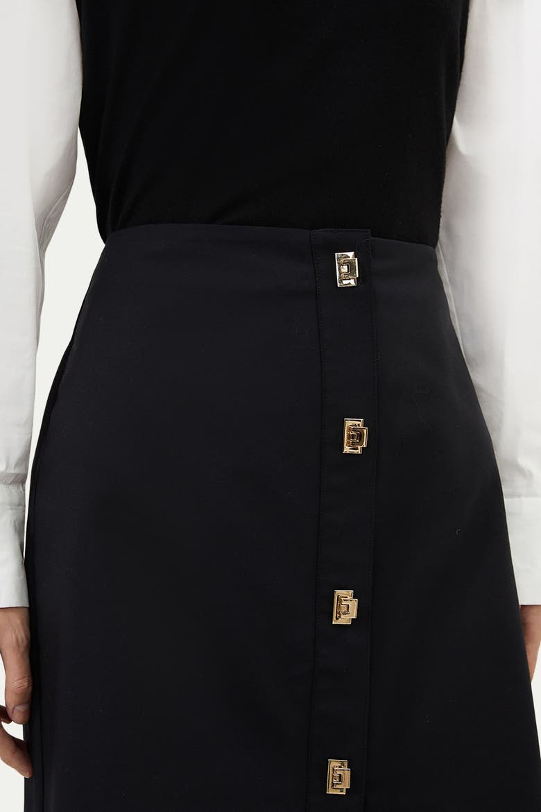 Techno Cotton Gold Clasp Skirt, Alternate, color, Black