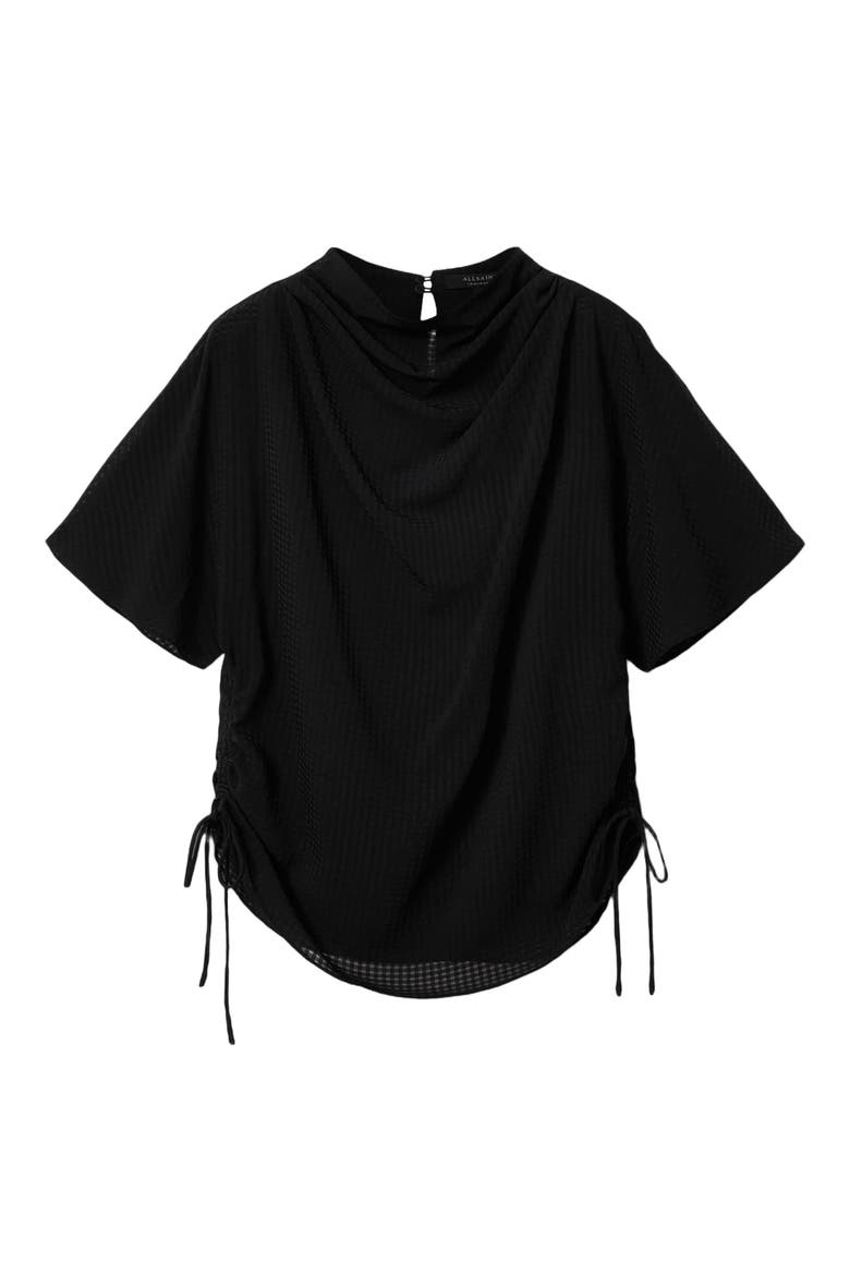 Leslie Check Side Tie Top, Alternate, color, BLACK