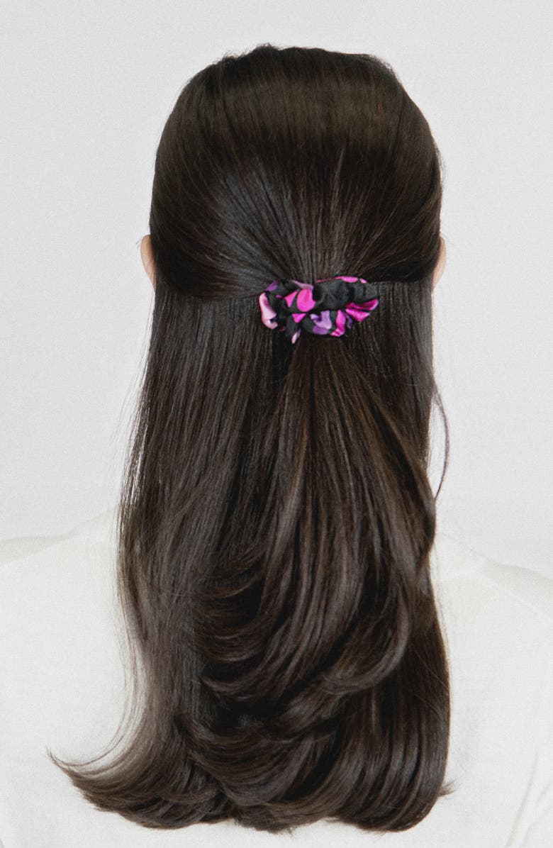 Kate Spade New York spade clover patchwork silk hair tie, Alternate, color, 