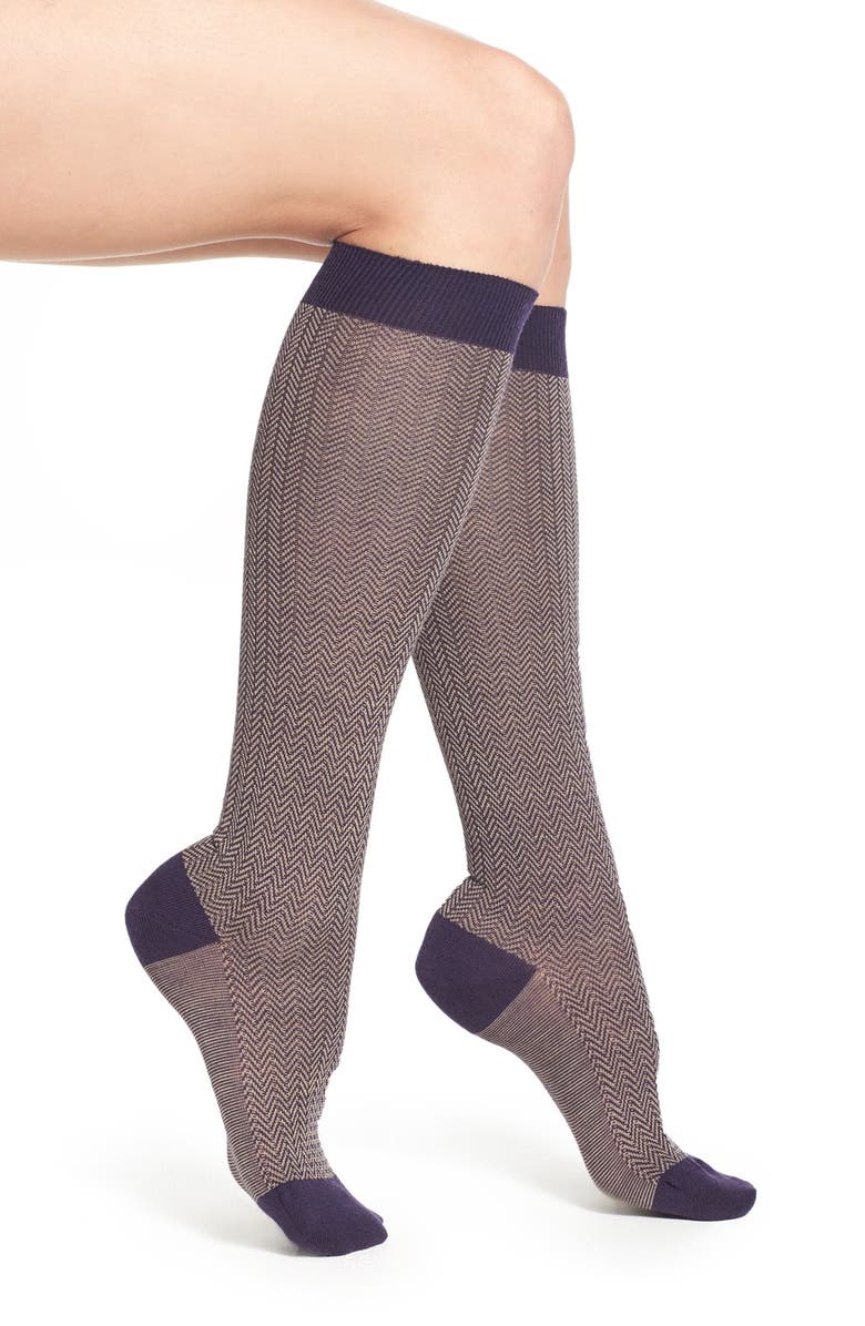 Pantherella Herringbone Knee High Socks, Main, color,