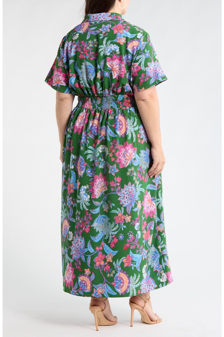 Elara Floral Marisy Collared Shirtdress, Alternate, color, EMERALD-MULTI