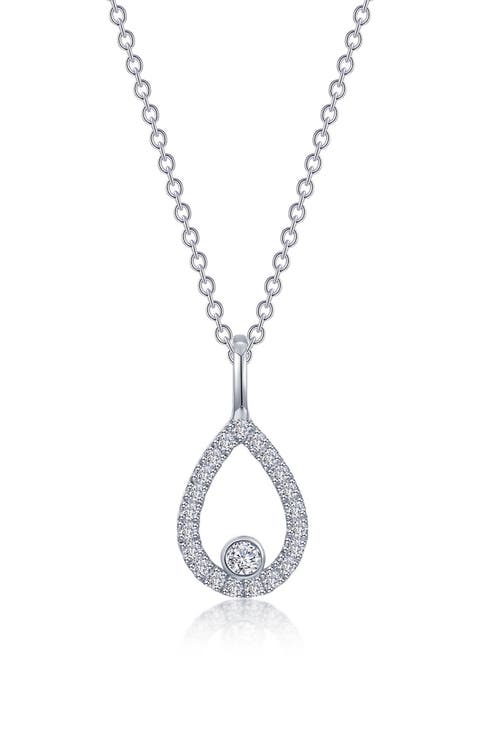 Simulated Diamond Pear Pendant Necklace