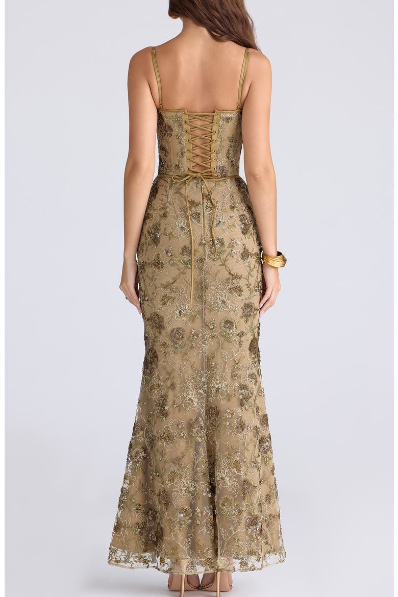 Naima Bronze Embellished Corset, Alternate, color, BRONZE