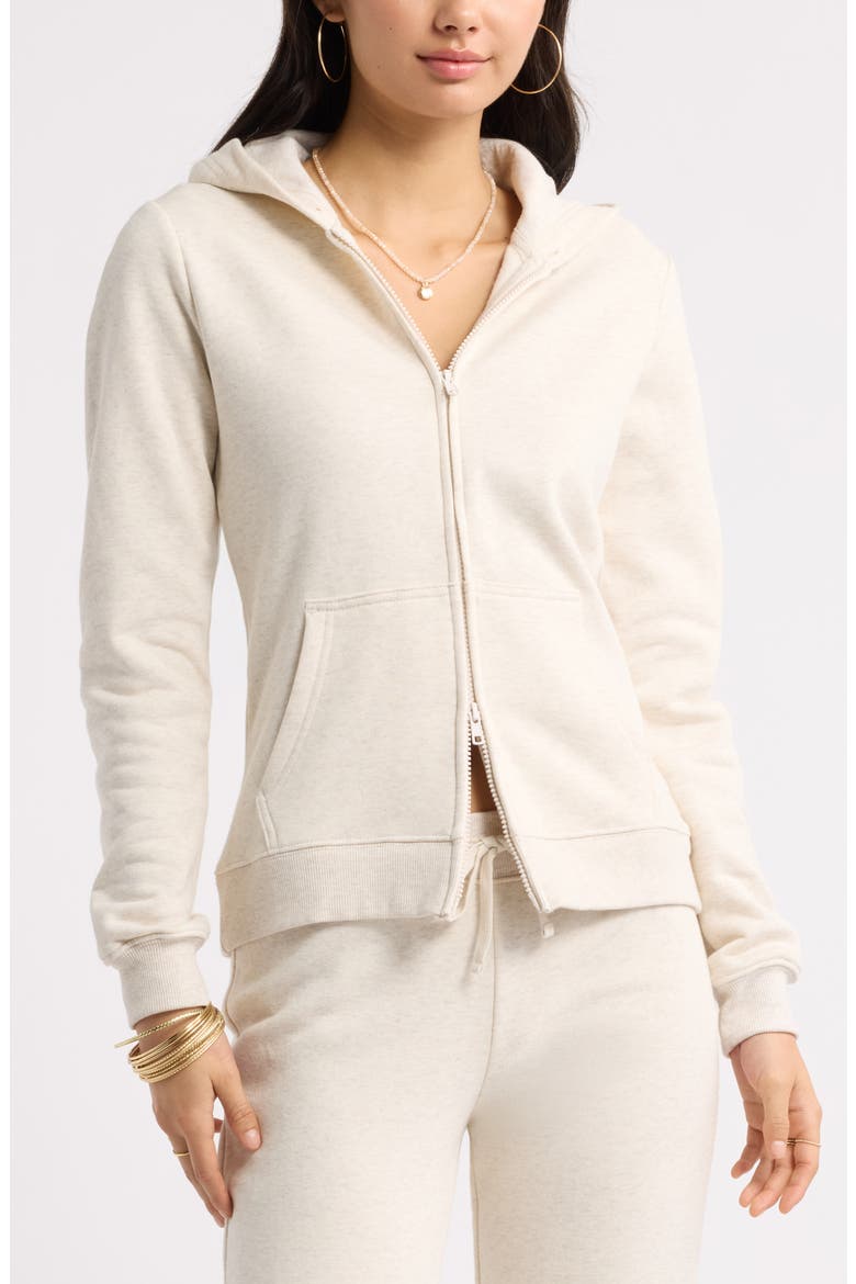 Slim Fit Faux Fur Trim Zip Hoodie, Alternate, color, BEIGE OATMEAL LIGHT HEATHER