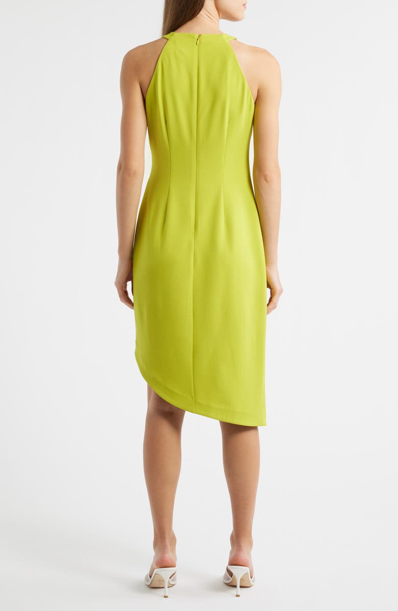 Anne Klein Side Pleat Asymmetric Dress, Alternate, color, Citron Zest