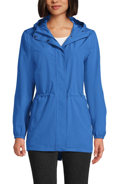 Lands' End Waterproof Hooded Packable Raincoat In Blue