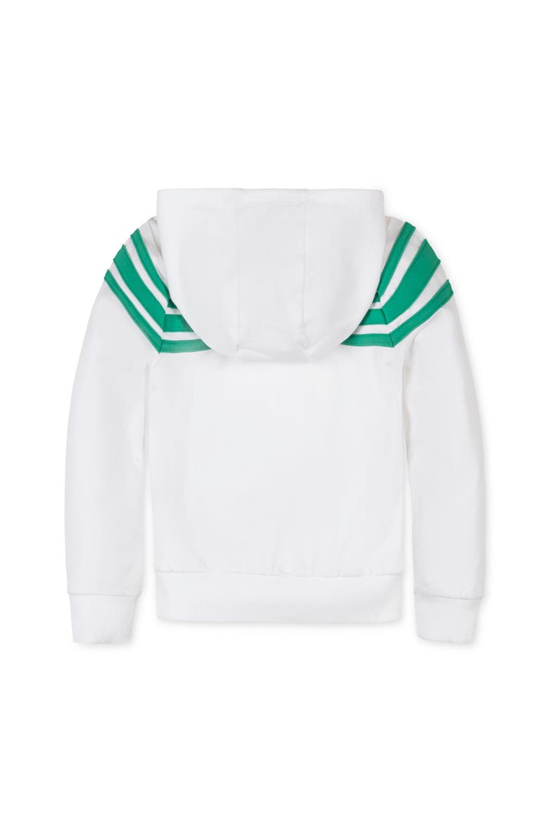 Kids' Organic French Terry Hoodie, Alternate, color, White with Green