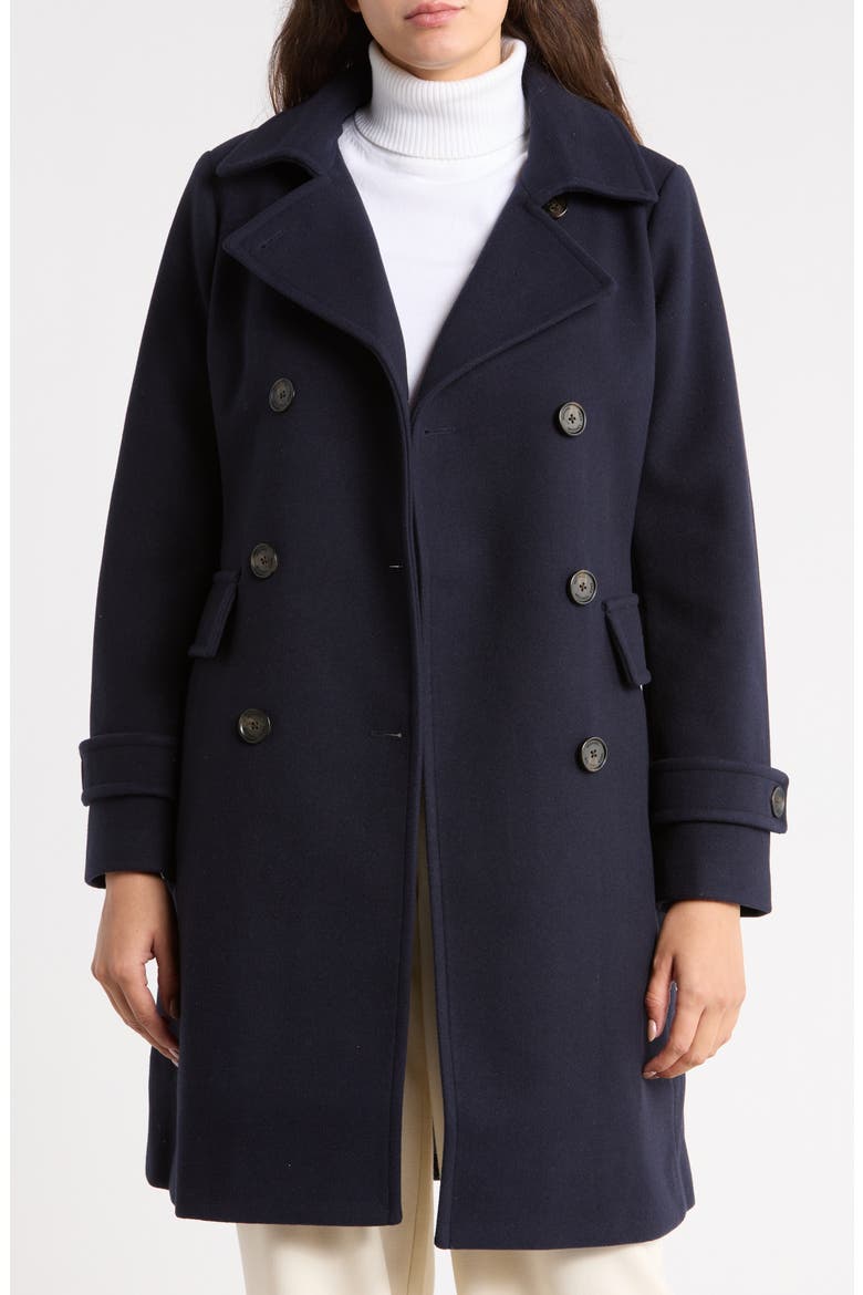 Double Breasted A-Line Walker Coat, Alternate, color, MIDNIGHT