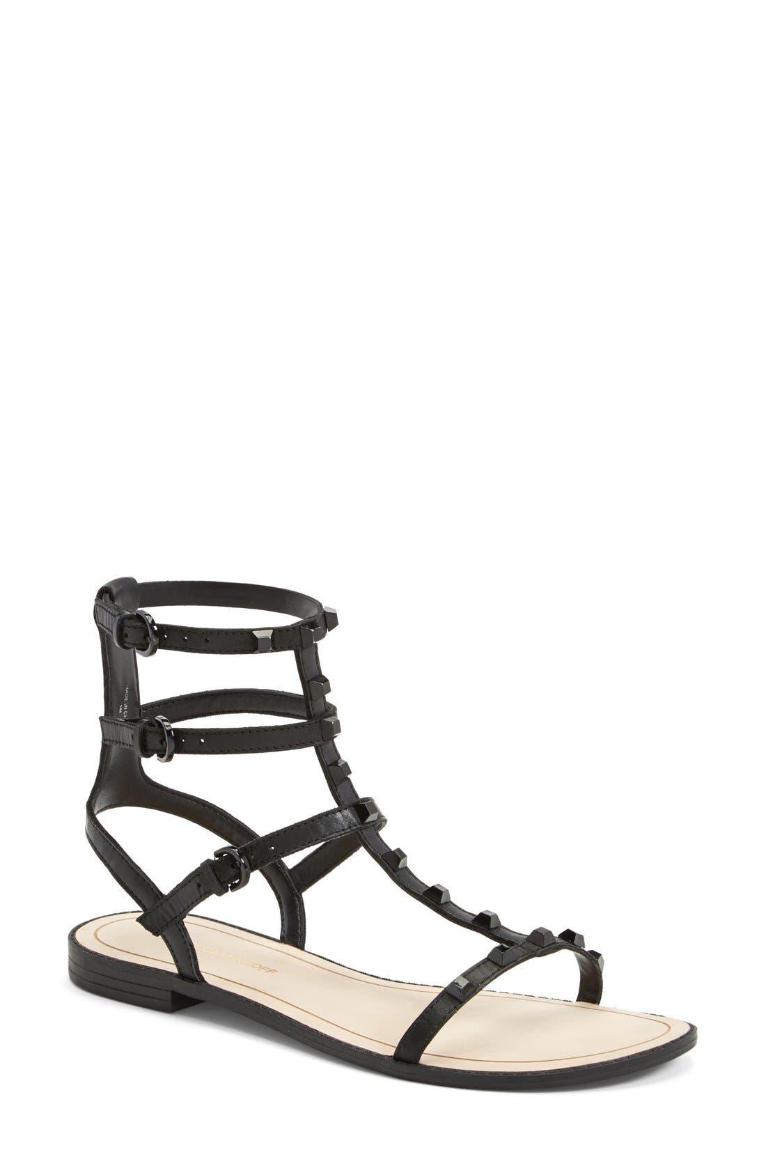 Rebecca Minkoff 'Georgina' Studded Leather Sandal, Main, color, 