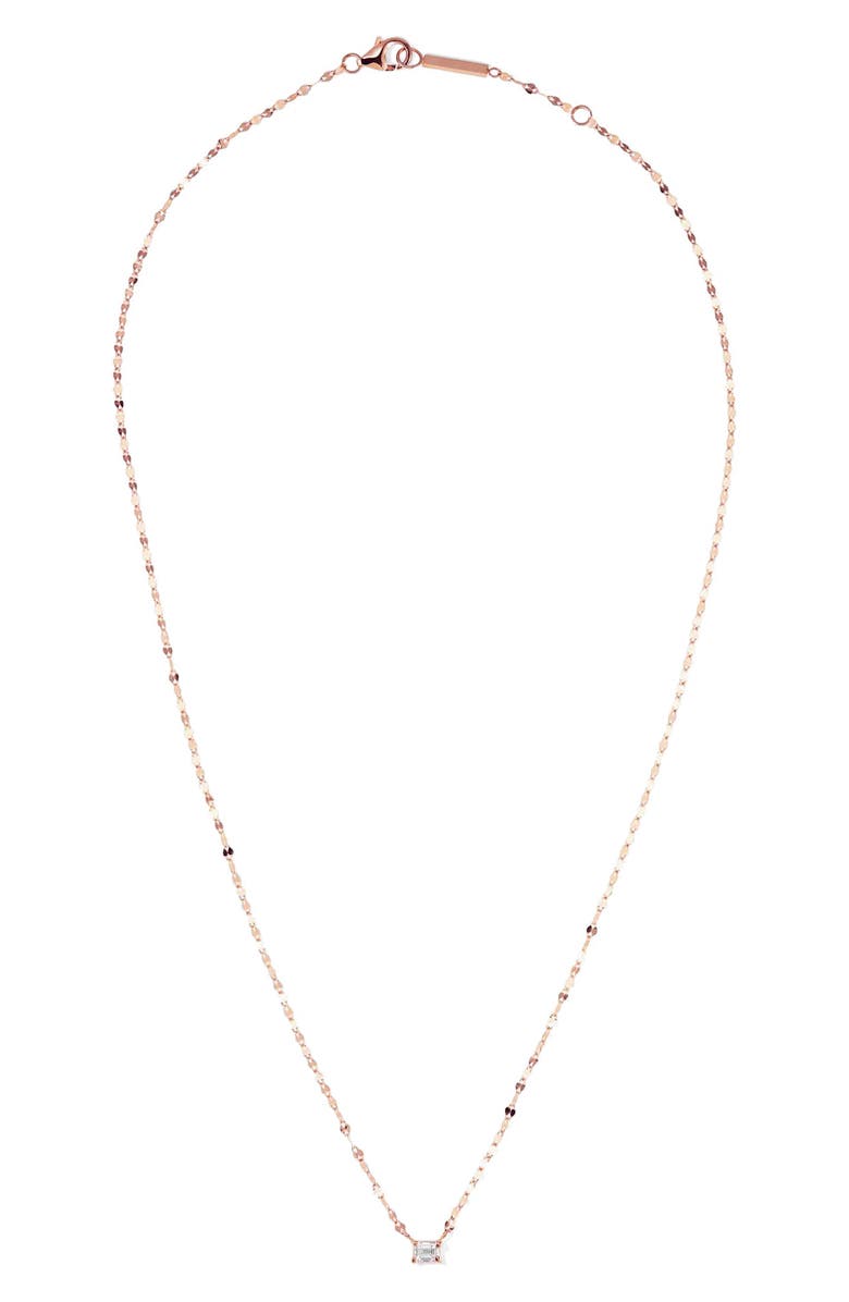 LANA 14K Gold Emerald Cut Diamond Pendant Necklace, Main, color, Rose
