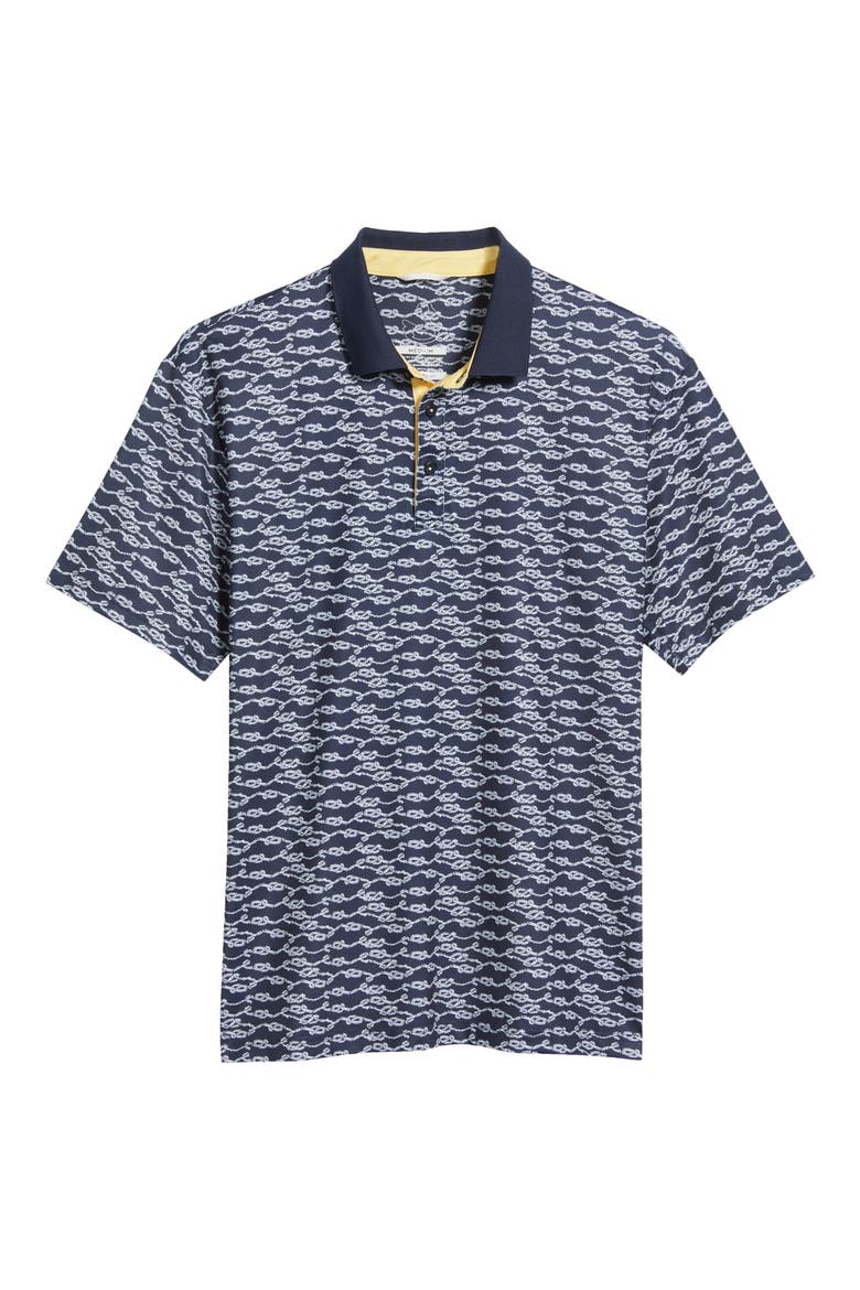 Bowline Rope Print Performance Golf Polo, Alternate, color, NAVY