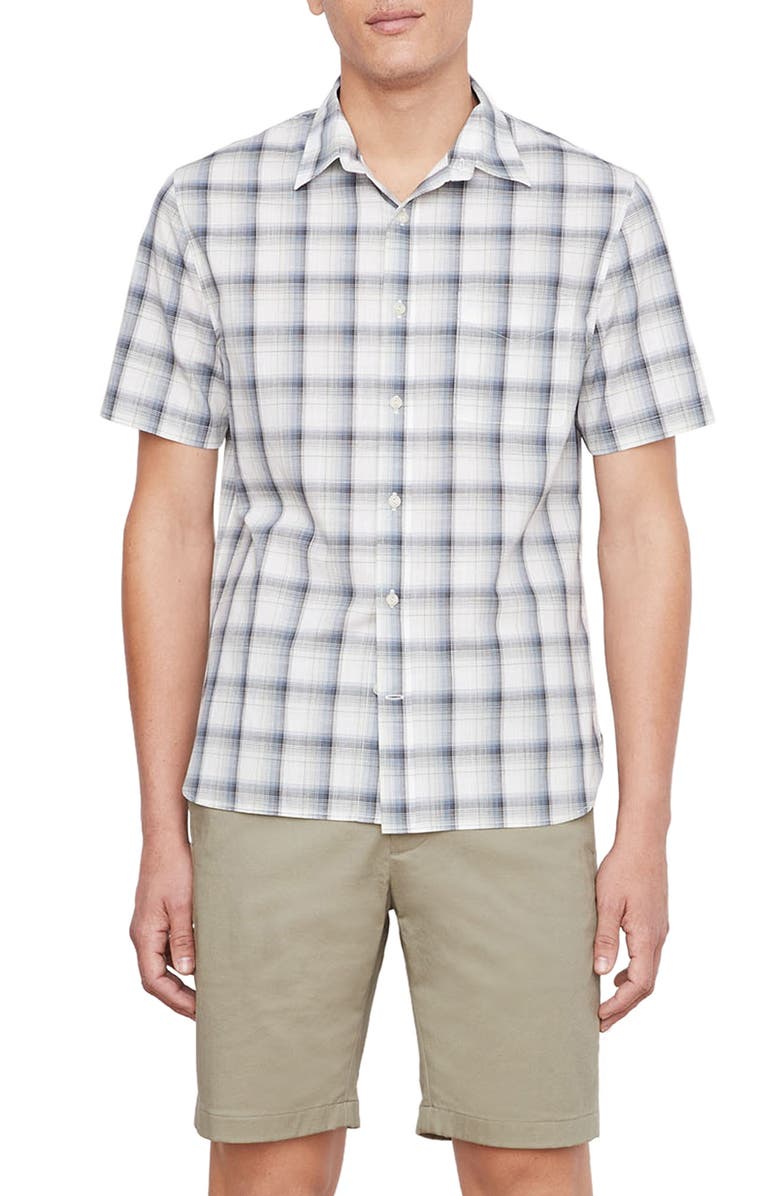 Vince Atwater Plaid Short Sleeve Button-Up Shirt, Main, color,