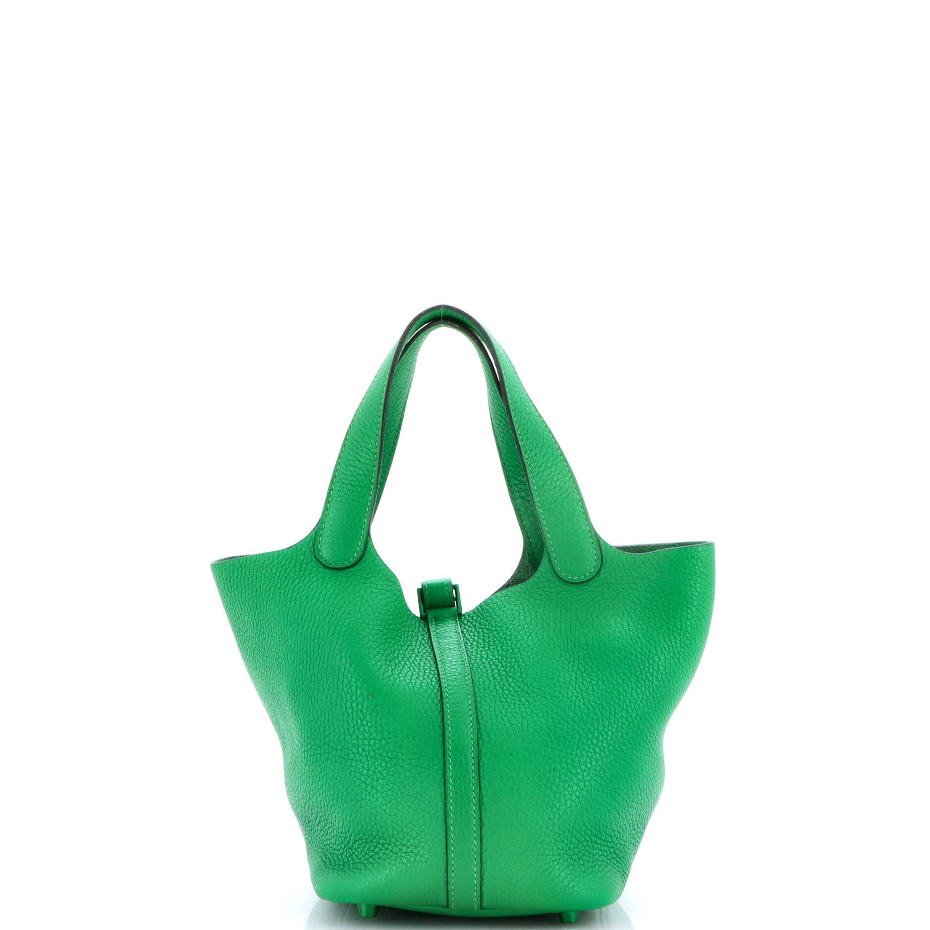 Pre-Owned Hermes Monochrome Picotin Lock Bag Clemence PM, Alternate, color, Green