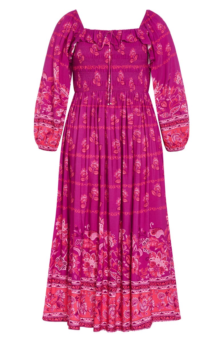 City Chic Estelle Print Long Sleeve Maxi Dress, Alternate, color, Dreamy Border