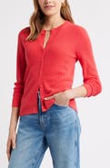 Caslon® Crewneck Merino Wool Blend Cardigan
