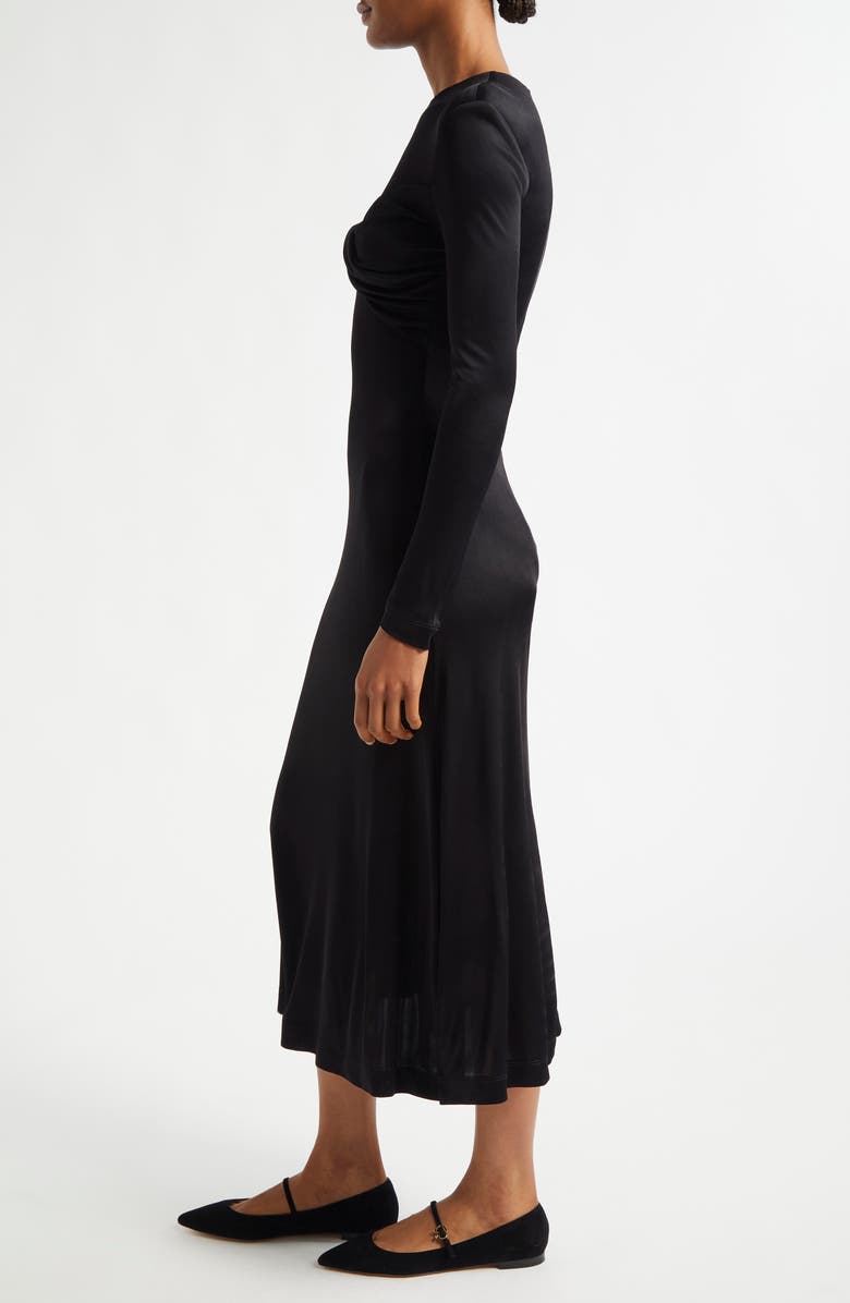 FARM Rio Black Twisted Cup Long Sleeve Midi Dress, Alternate, color, Black