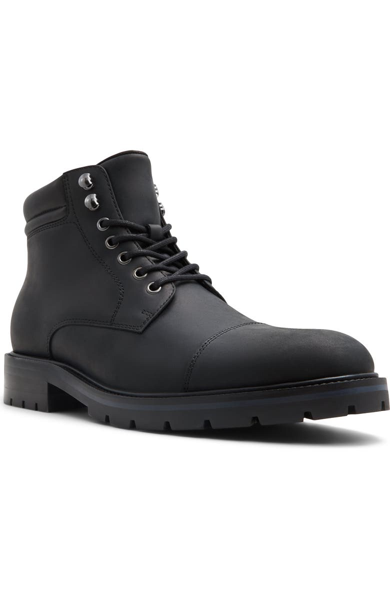 ALDO Darionn Waterproof Lace-Up Cap Toe Boot, Main, color, Black