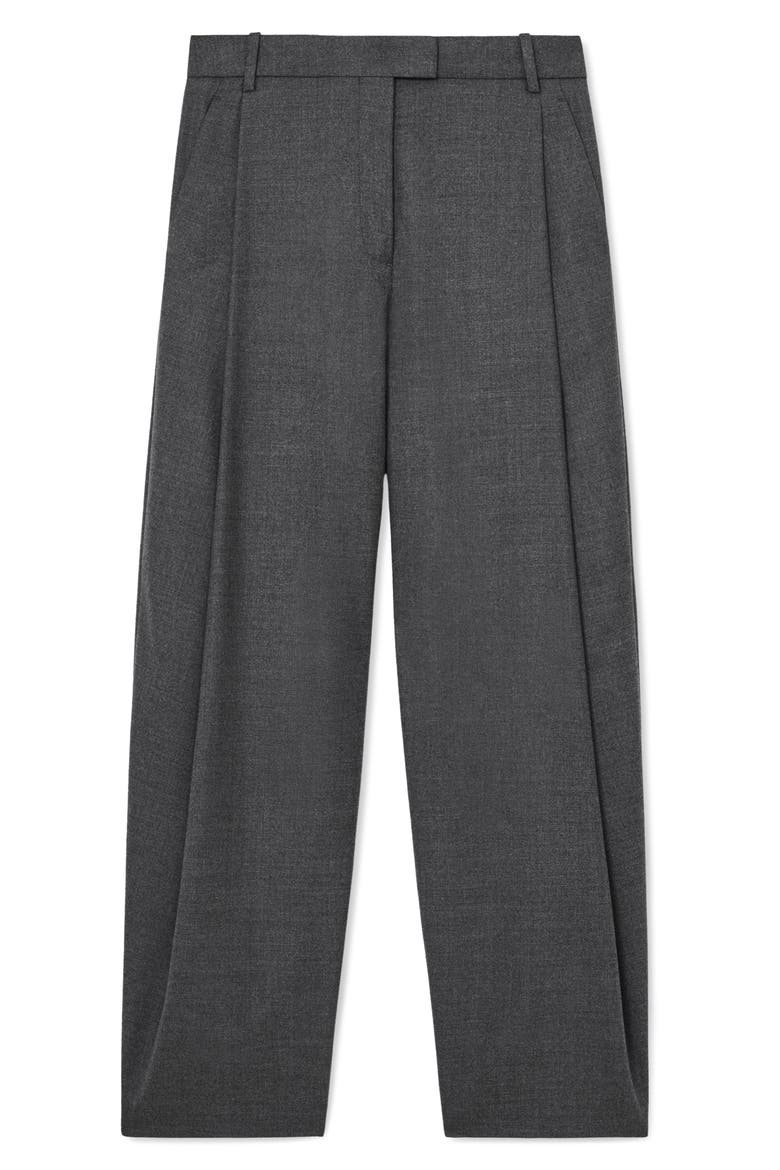 Aries Pleated Barrel Leg Wool Blend Pants, Alternate, color, GREY