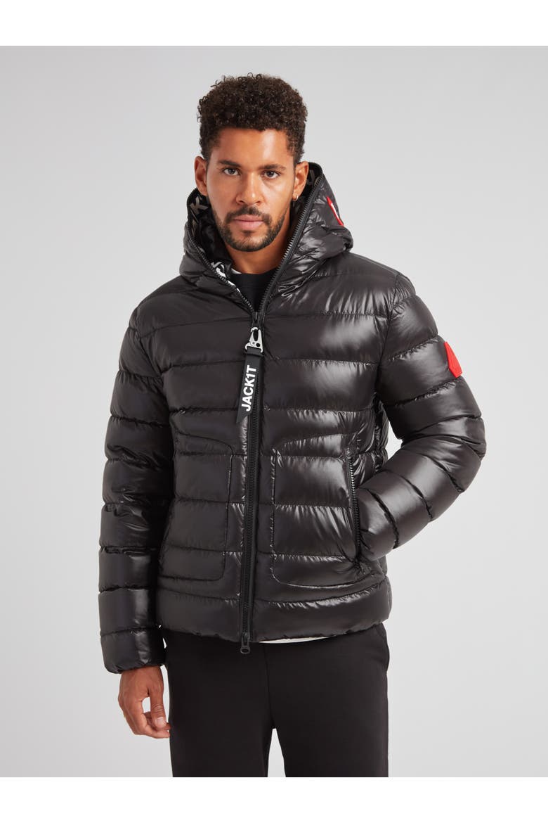 R4D Tramline Hooded Puffer Jacket, Main, color, BLACK LUX