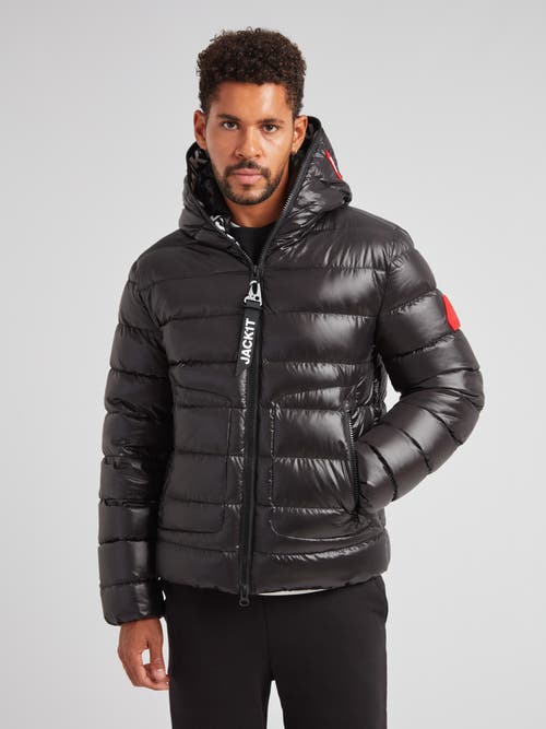 Jack1t R4d Tramline Hooded Puffer Jacket In Black