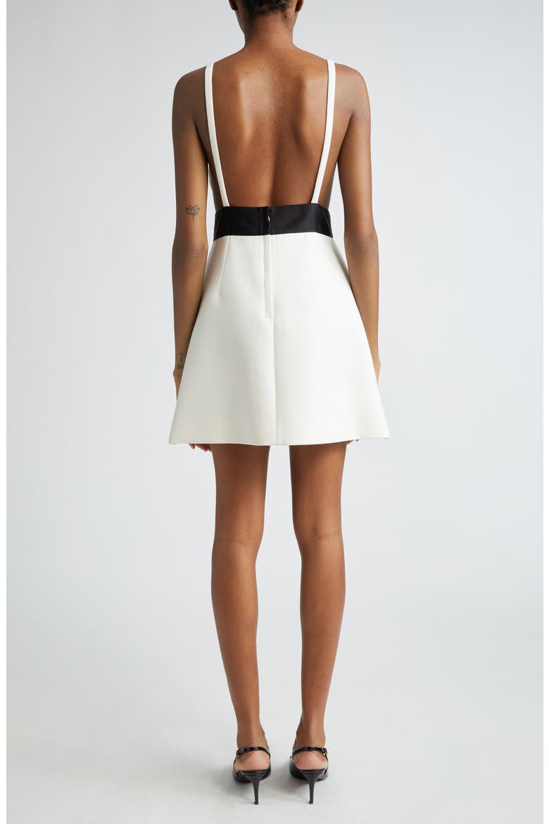 Bow Waist Wool Blend Minidress, Alternate, color, W0001 BIANCO NATURALE