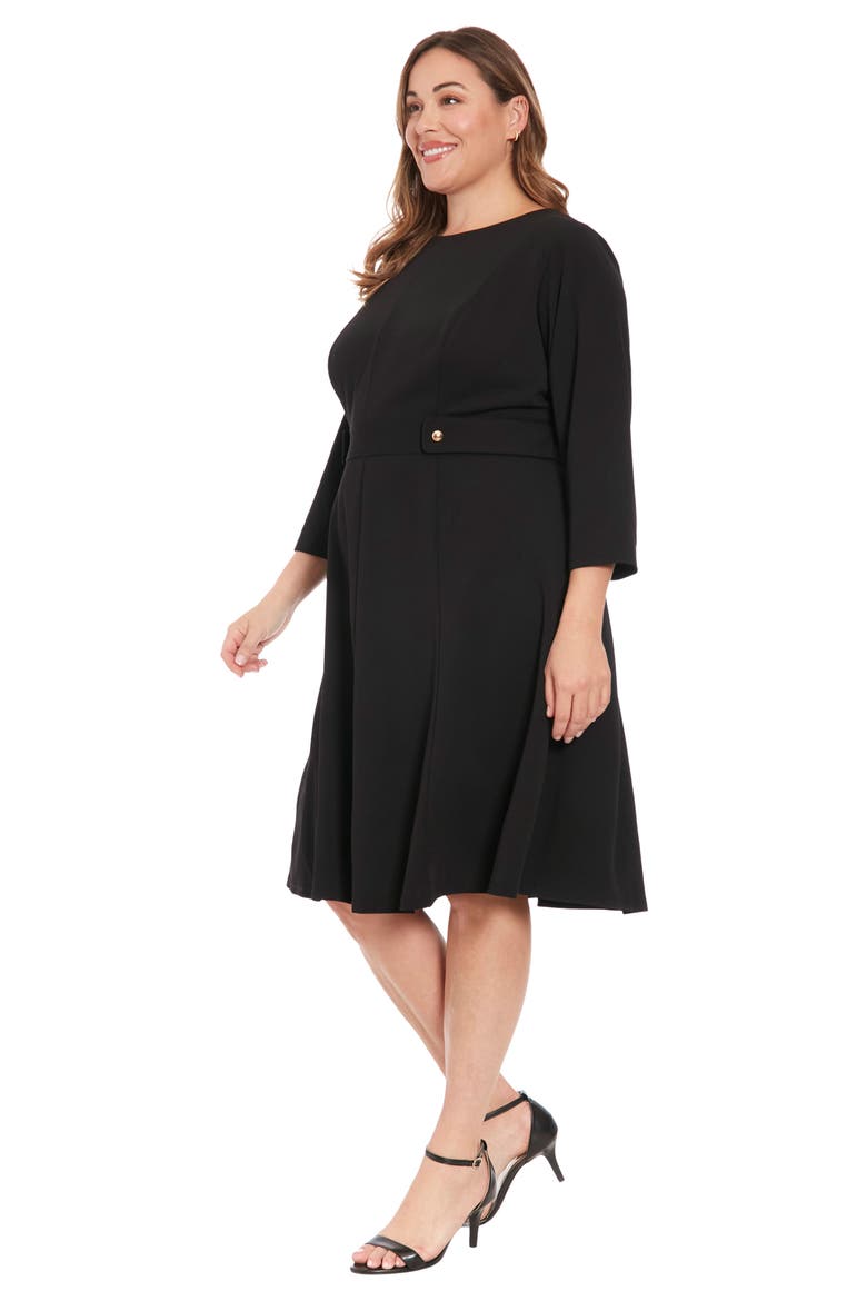 Long Sleeve Seamed Midi Dress, Alternate, color, BLACK