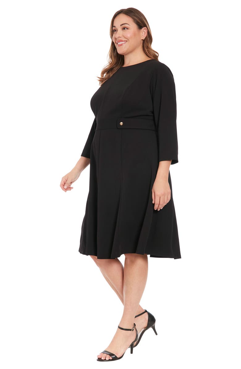 London Times Long Sleeve Seamed Midi Dress, Alternate, color, Black