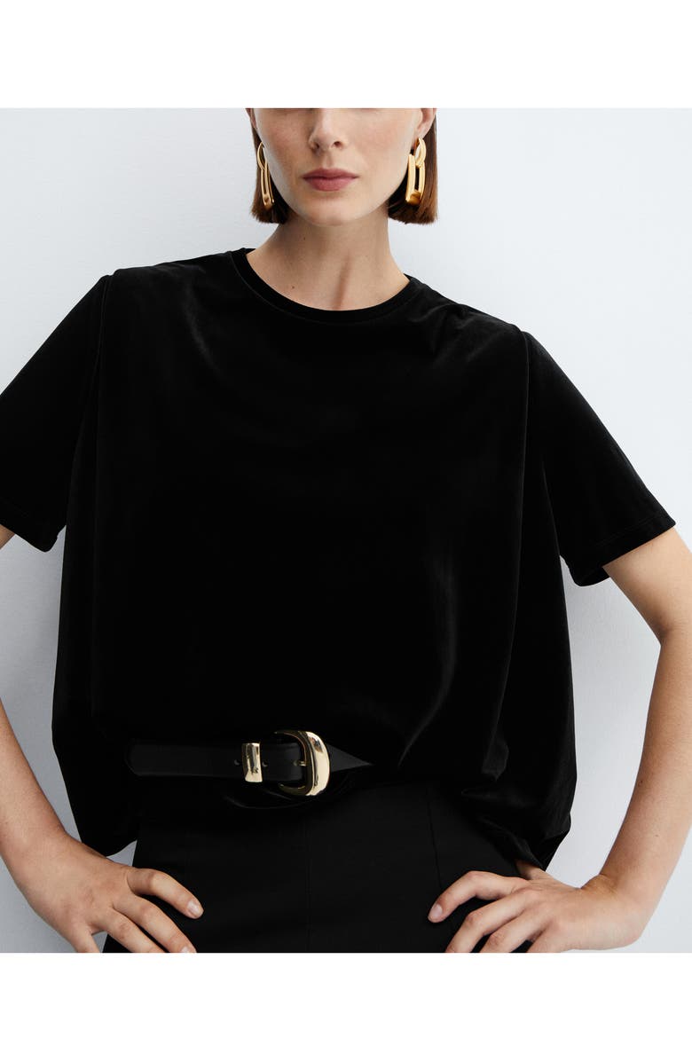 MANGO Xluri Stretch Velvet T-Shirt, Alternate, color,