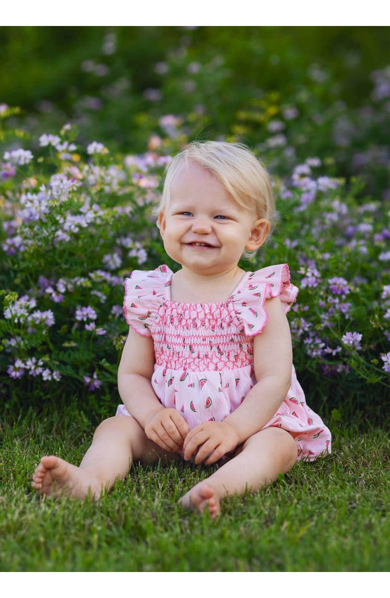 Mabel + Honey Watermelon Sugar Baby Romper, Alternate, color, Pink